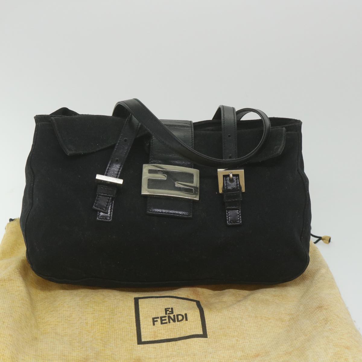FENDI Mamma Baguette Shoulder Bag Nylon Black ep2451