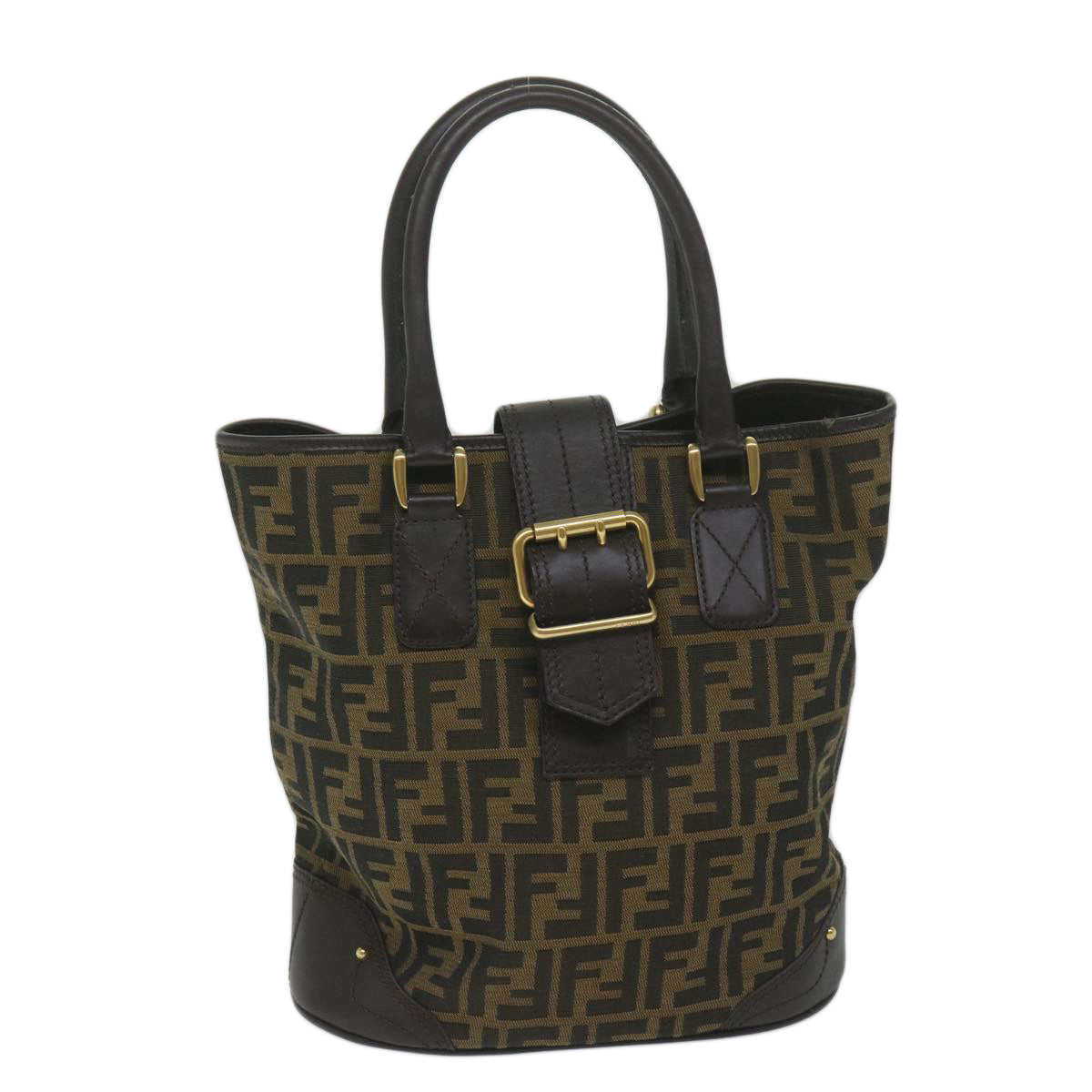 FENDI Zucca Canvas Hand Bag Black Brown ep2499