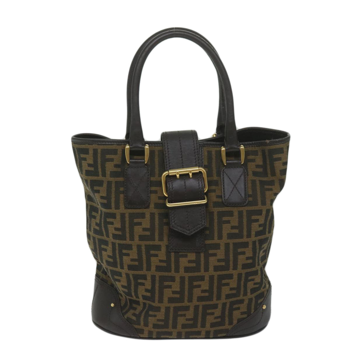 FENDI Zucca Canvas Hand Bag Black Brown ep2499