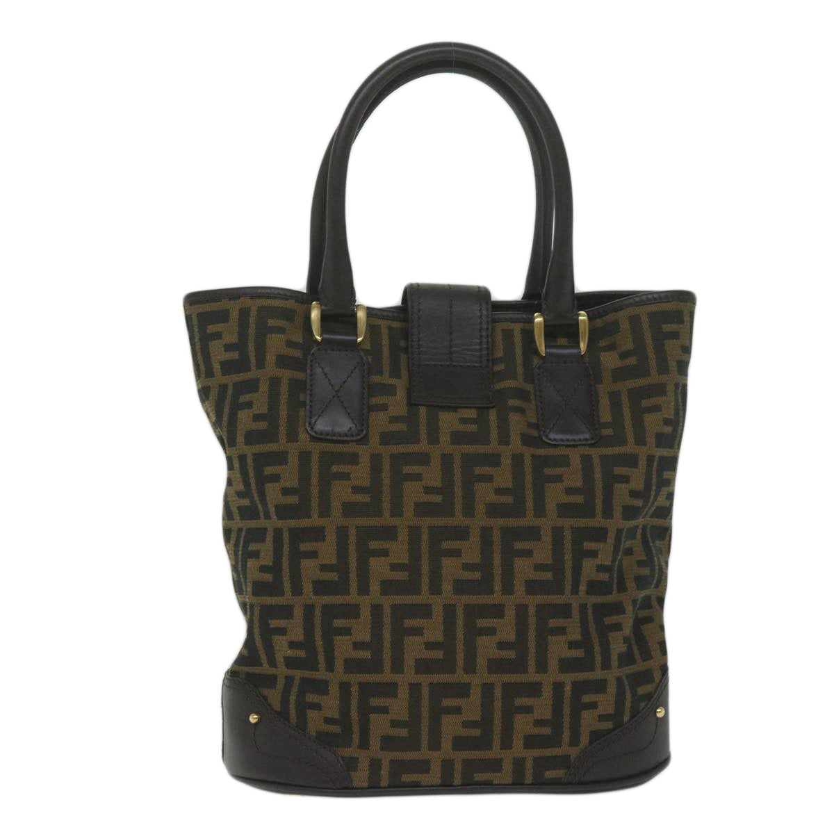 FENDI Zucca Canvas Hand Bag Black Brown ep2499