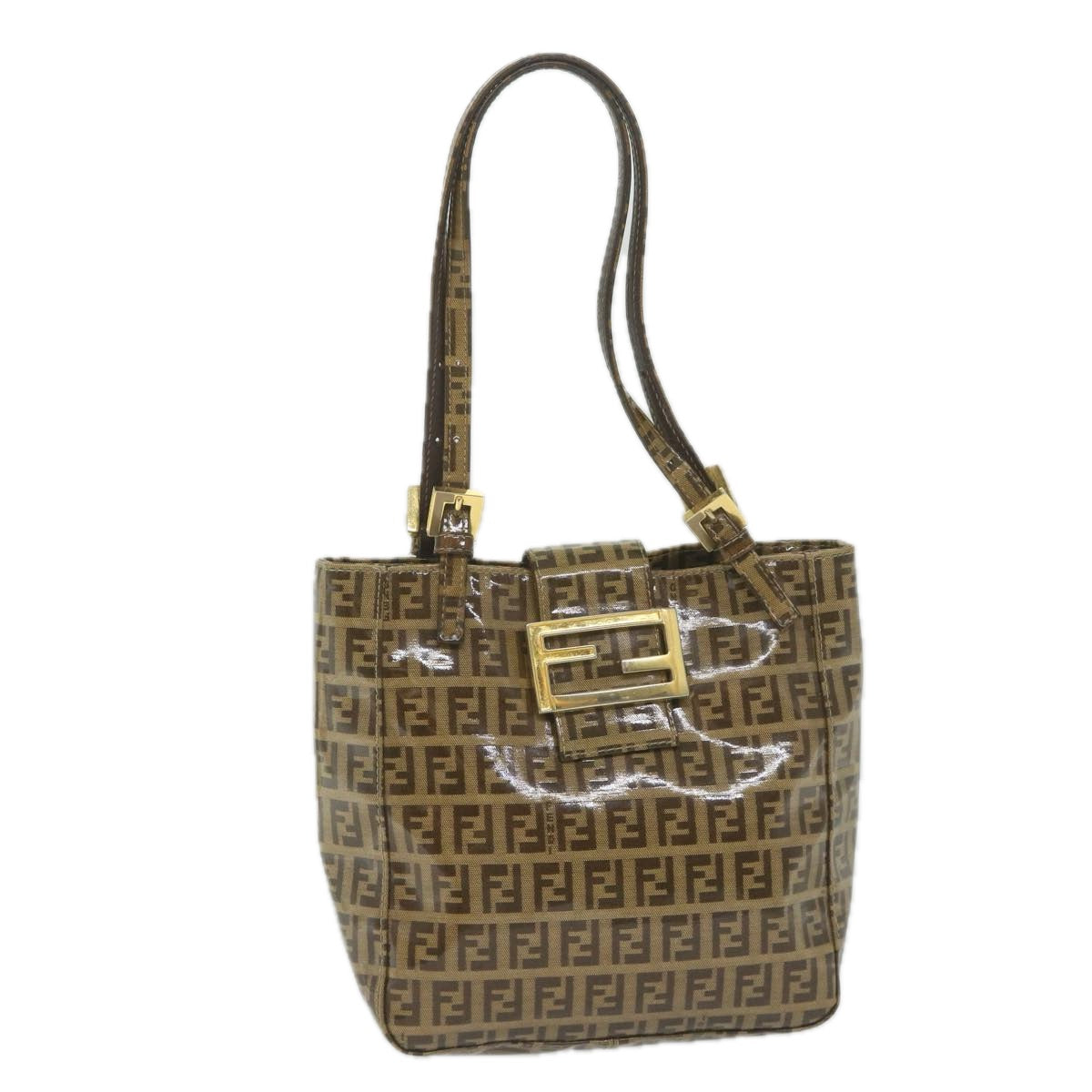 FENDI Zucchino Canvas Mamma Baguette Shoulder Bag Brown ep2513