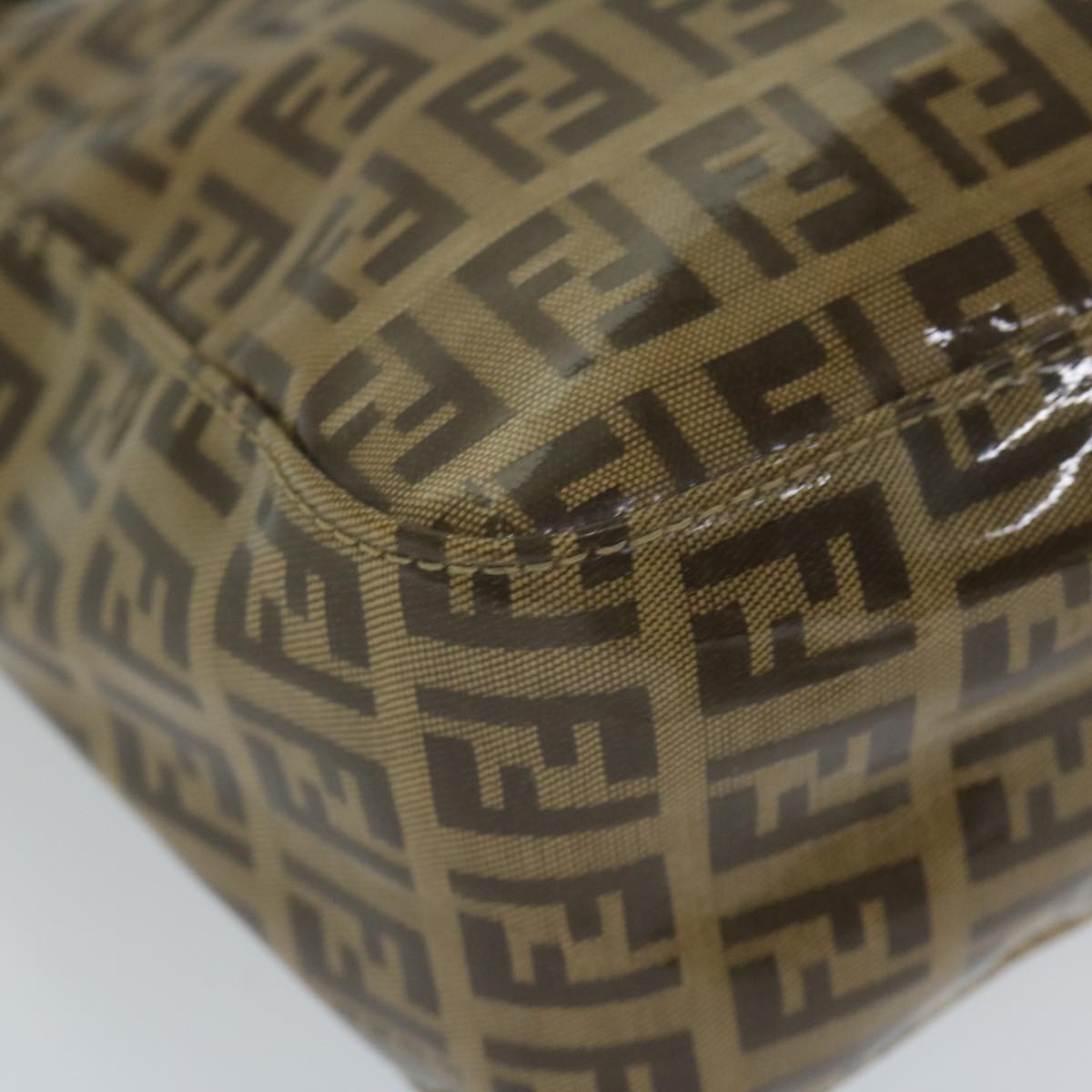 FENDI Zucchino Canvas Mamma Baguette Shoulder Bag Brown ep2513