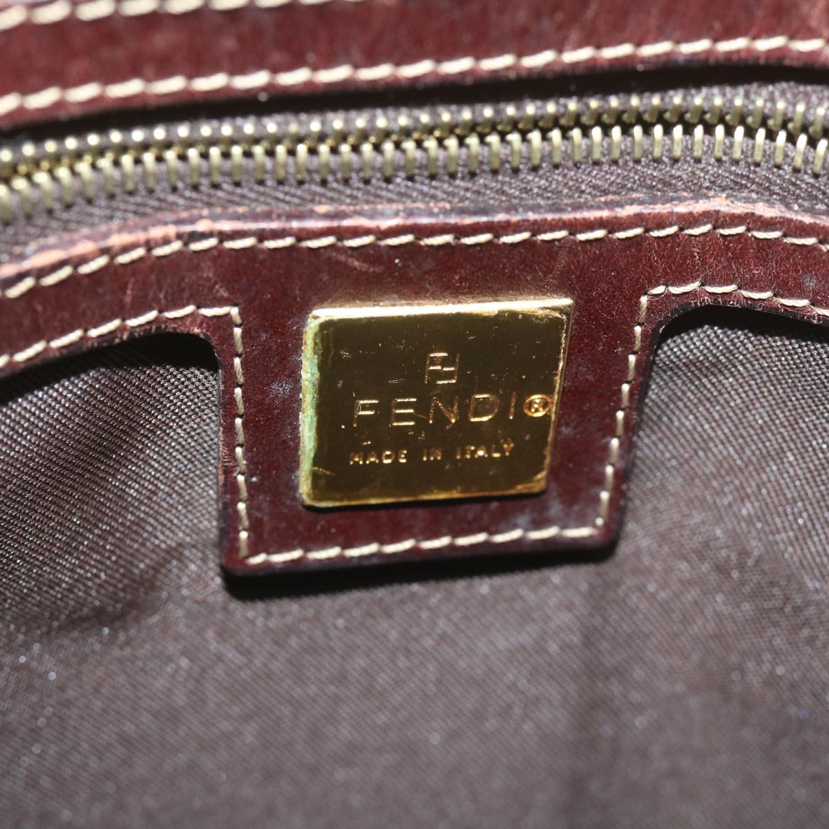 FENDI Zucchino Canvas Mamma Baguette Shoulder Bag Brown ep2513
