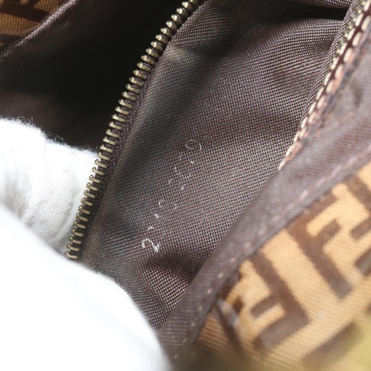 FENDI Zucchino Canvas Mamma Baguette Shoulder Bag Brown ep2513