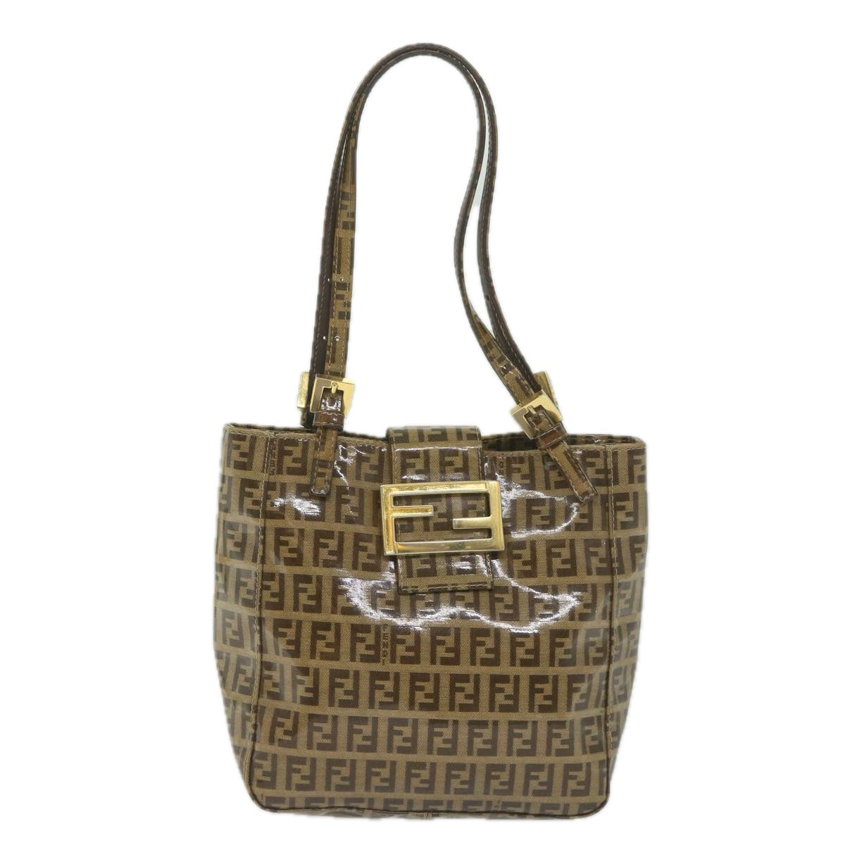 FENDI Zucchino Canvas Mamma Baguette Shoulder Bag Brown ep2513