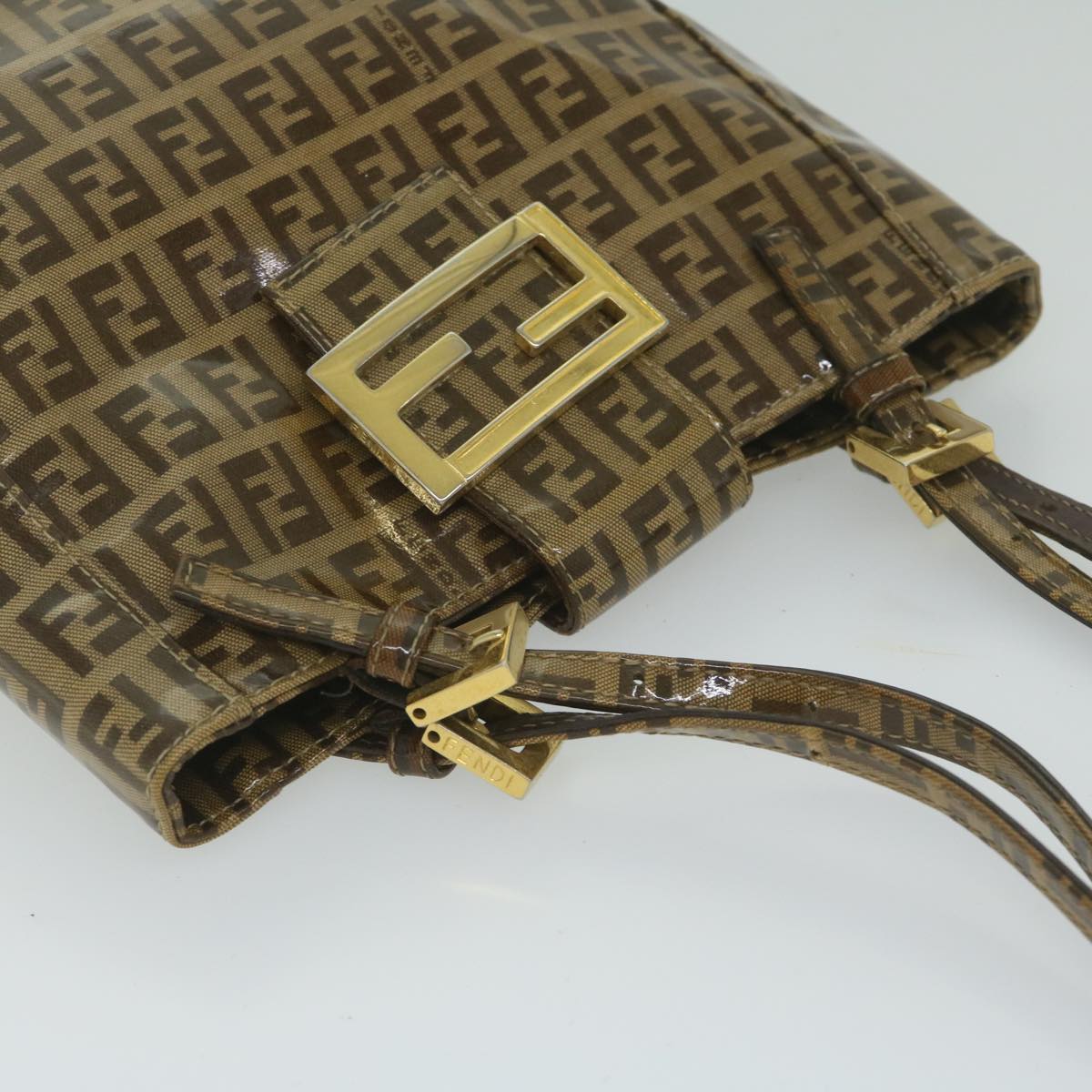FENDI Zucchino Canvas Mamma Baguette Shoulder Bag Brown ep2513
