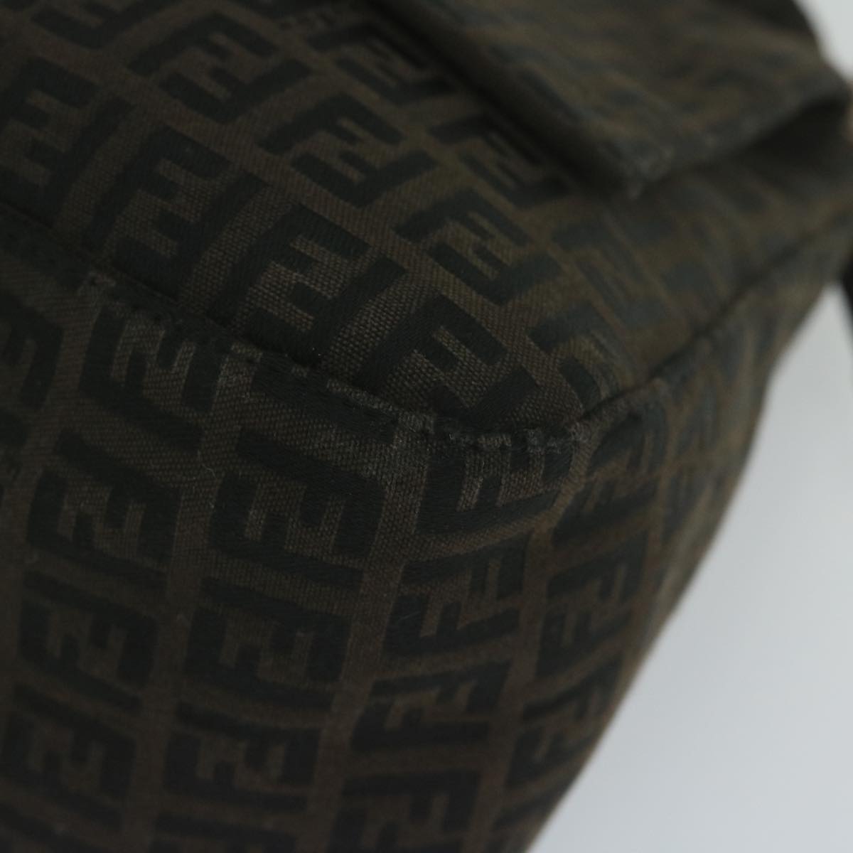 FENDI Zucchino Canvas Mamma Baguette Shoulder Bag Dark Brown ep2515