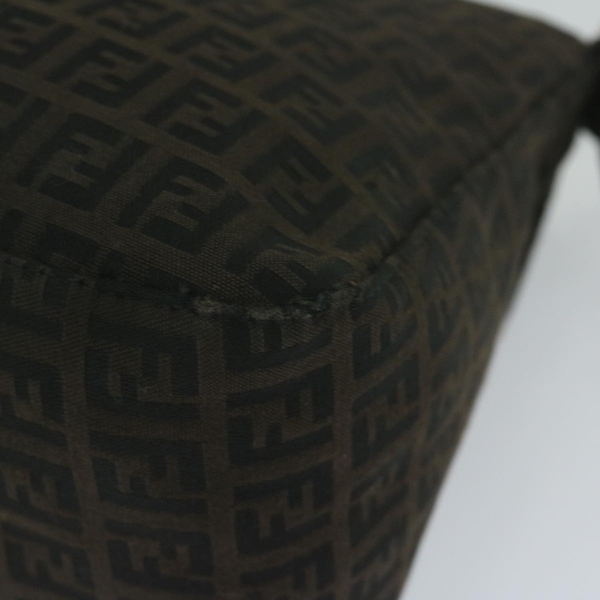 FENDI Zucchino Canvas Mamma Baguette Shoulder Bag Dark Brown ep2515