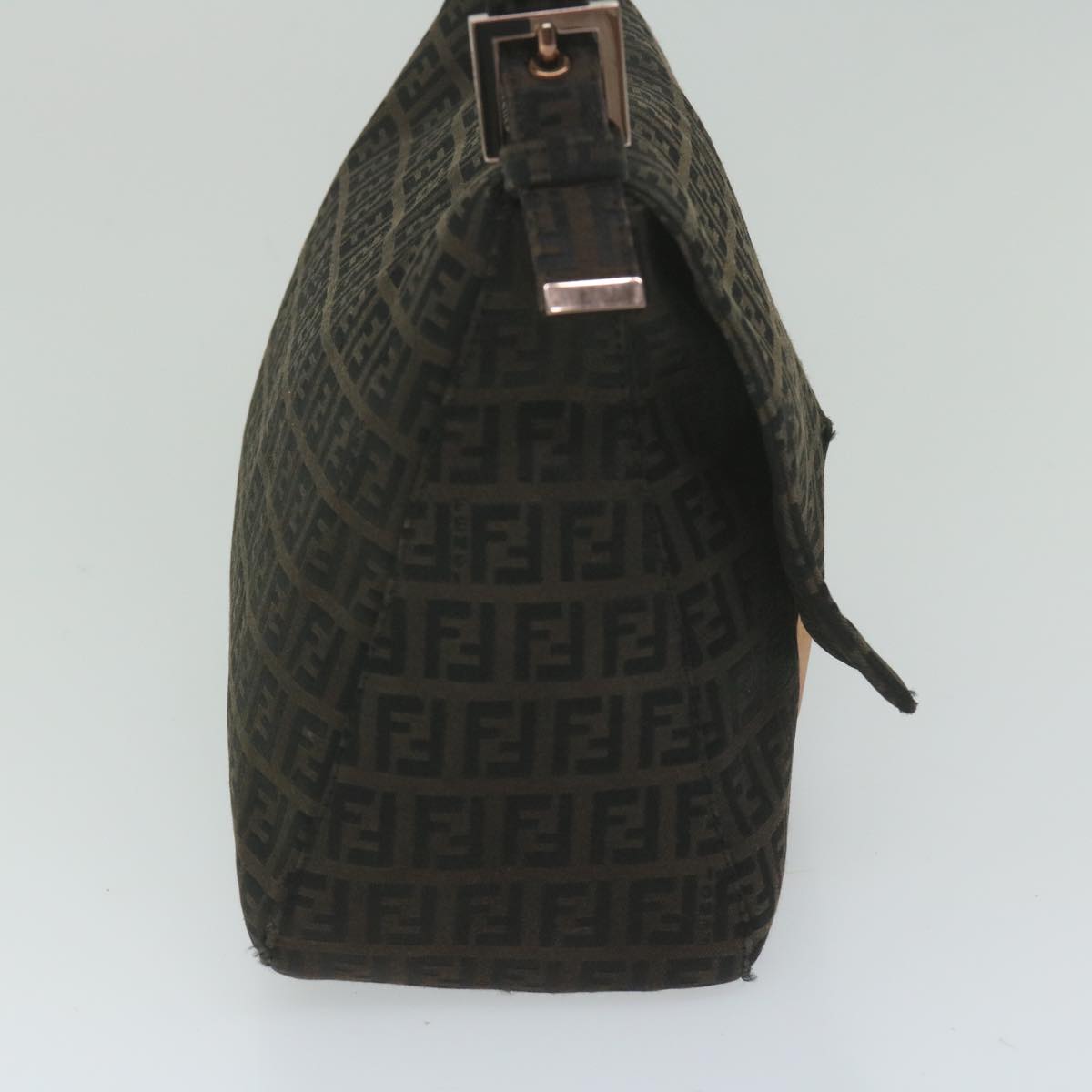 FENDI Zucchino Canvas Mamma Baguette Shoulder Bag Dark Brown ep2515