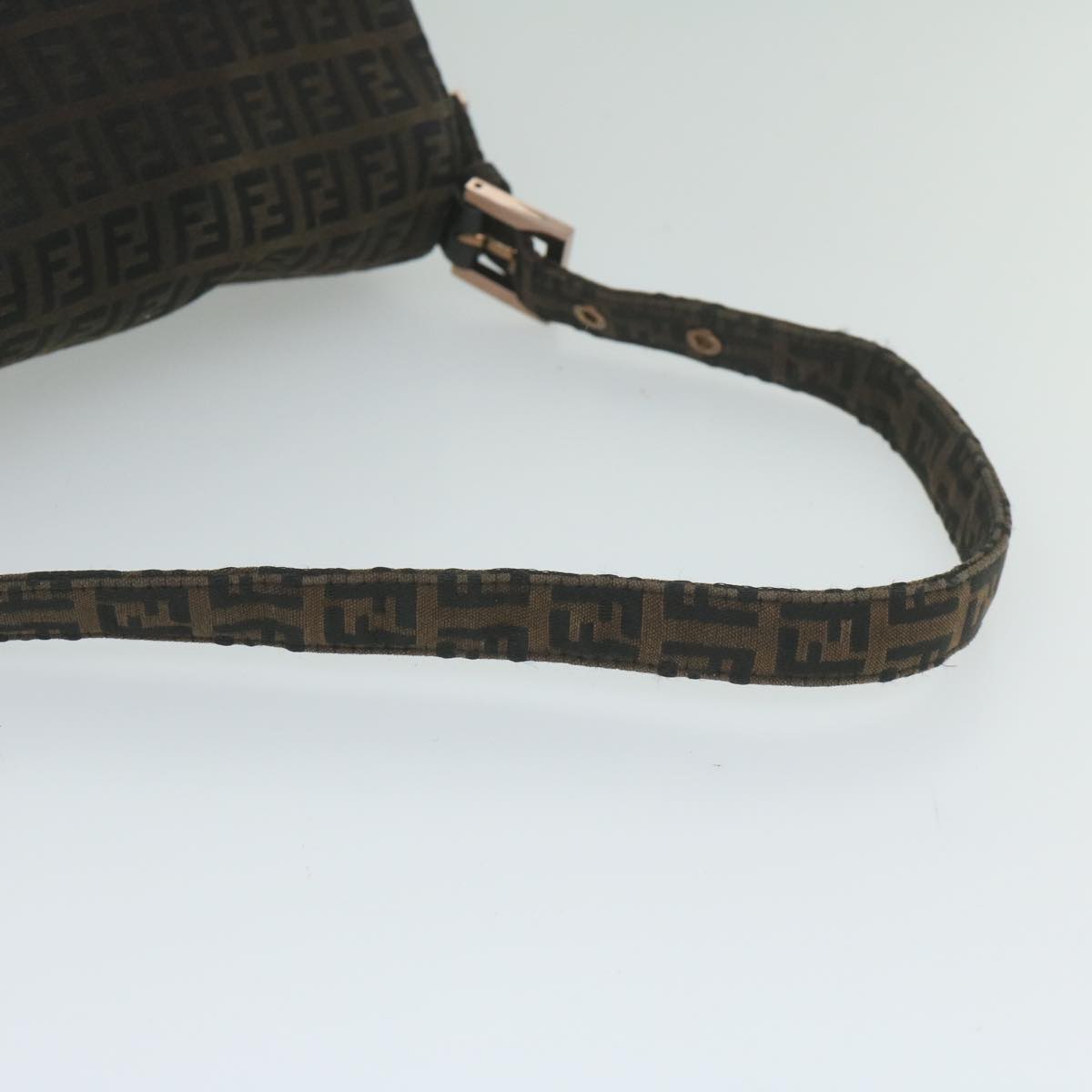 FENDI Zucchino Canvas Mamma Baguette Shoulder Bag Dark Brown ep2515