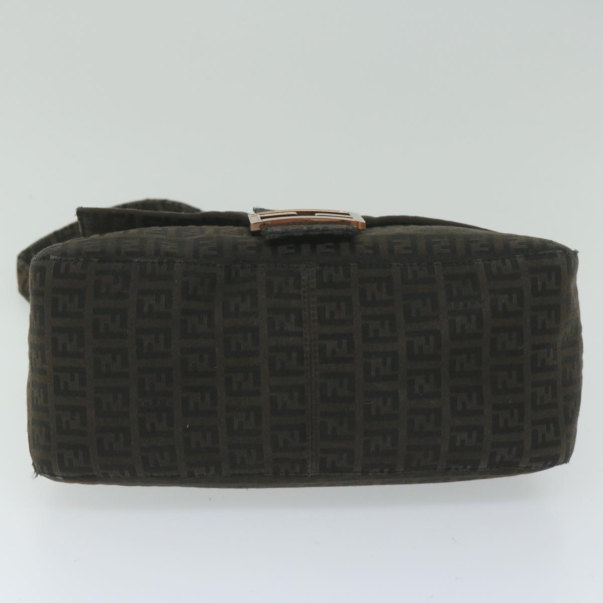 FENDI Zucchino Canvas Mamma Baguette Shoulder Bag Dark Brown ep2515