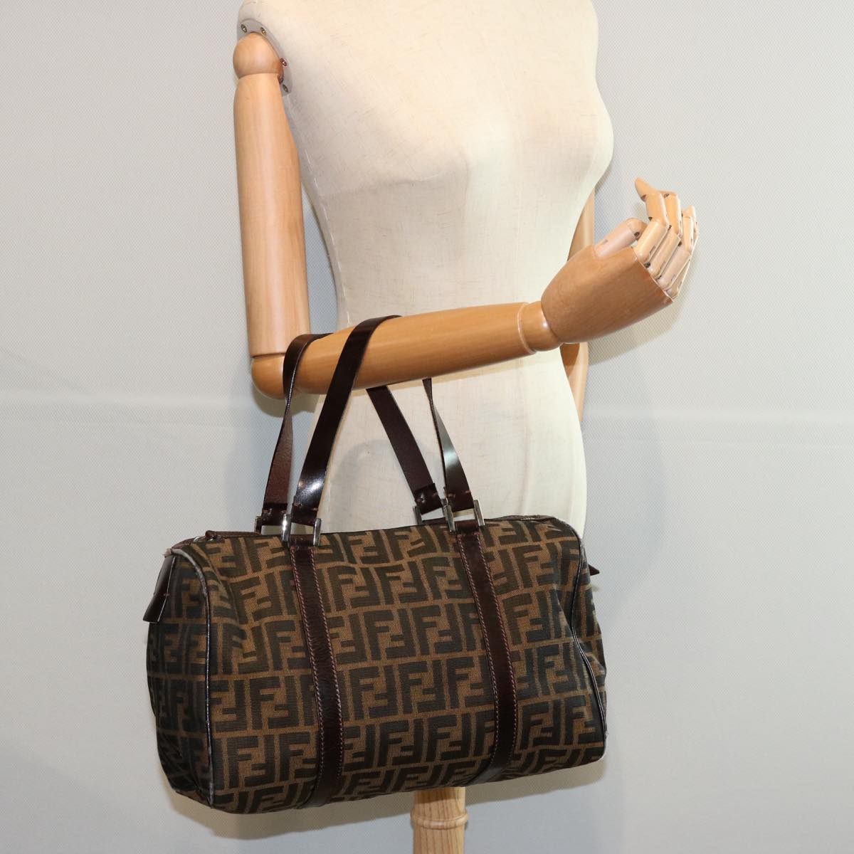 FENDI Zucca Canvas Hand Bag Black Brown 2119 16327 089 ep2529