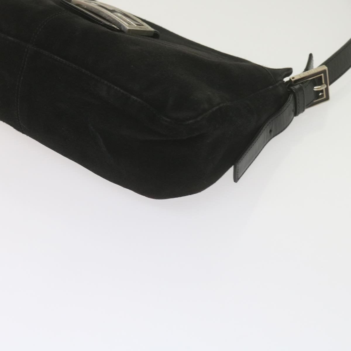 FENDI Mamma Baguette Shoulder Bag Suede Black ep2539
