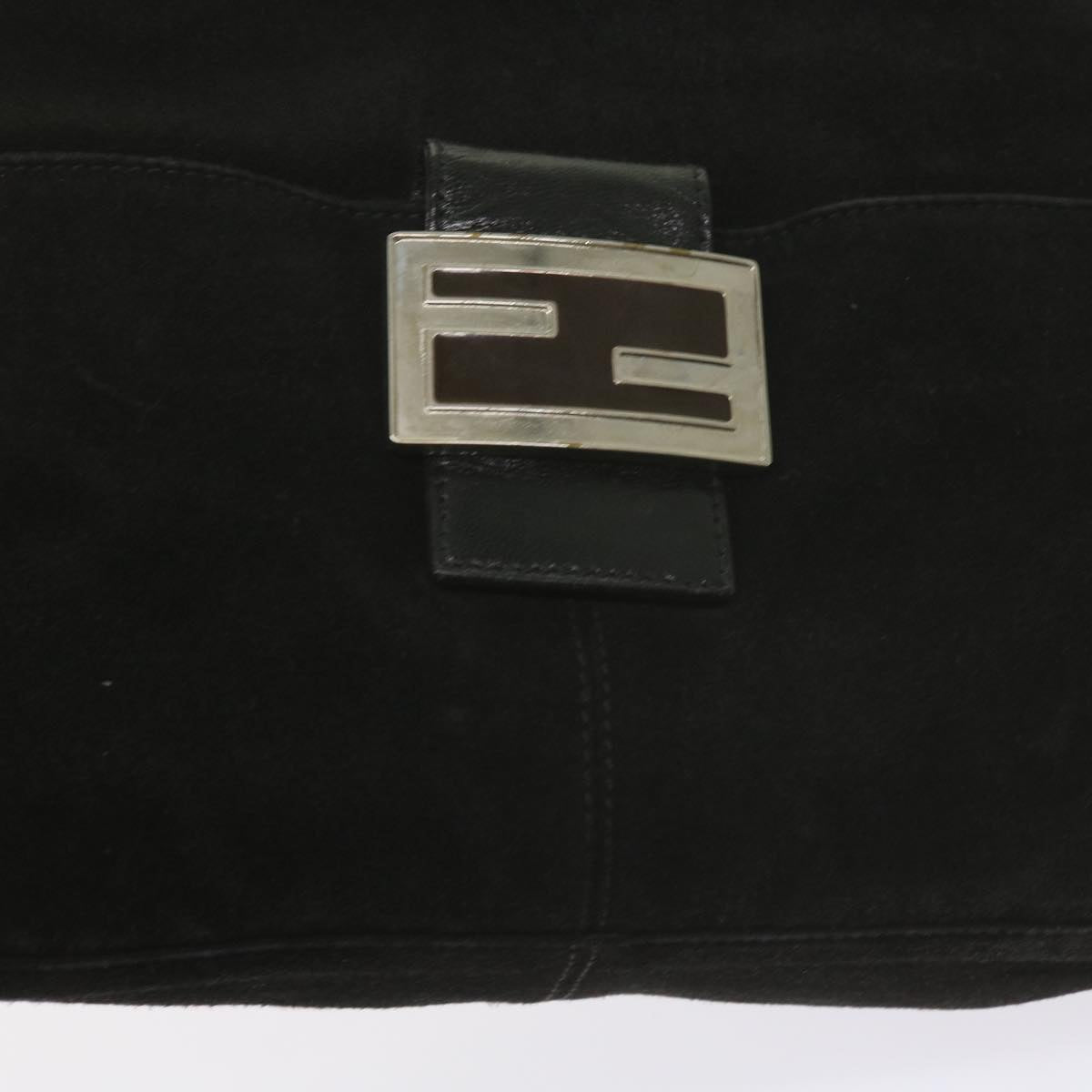 FENDI Mamma Baguette Shoulder Bag Suede Black ep2539