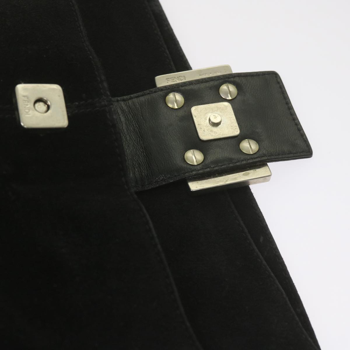 FENDI Mamma Baguette Shoulder Bag Suede Black ep2539