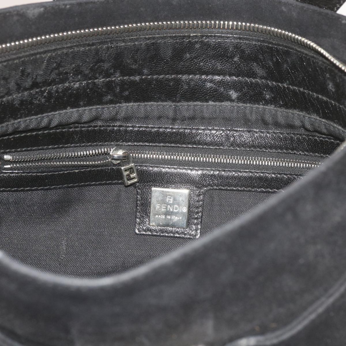 FENDI Mamma Baguette Shoulder Bag Suede Black ep2539