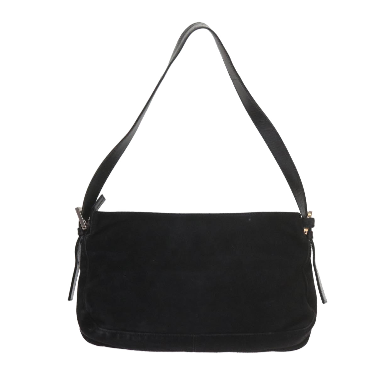 FENDI Mamma Baguette Shoulder Bag Suede Black ep2539