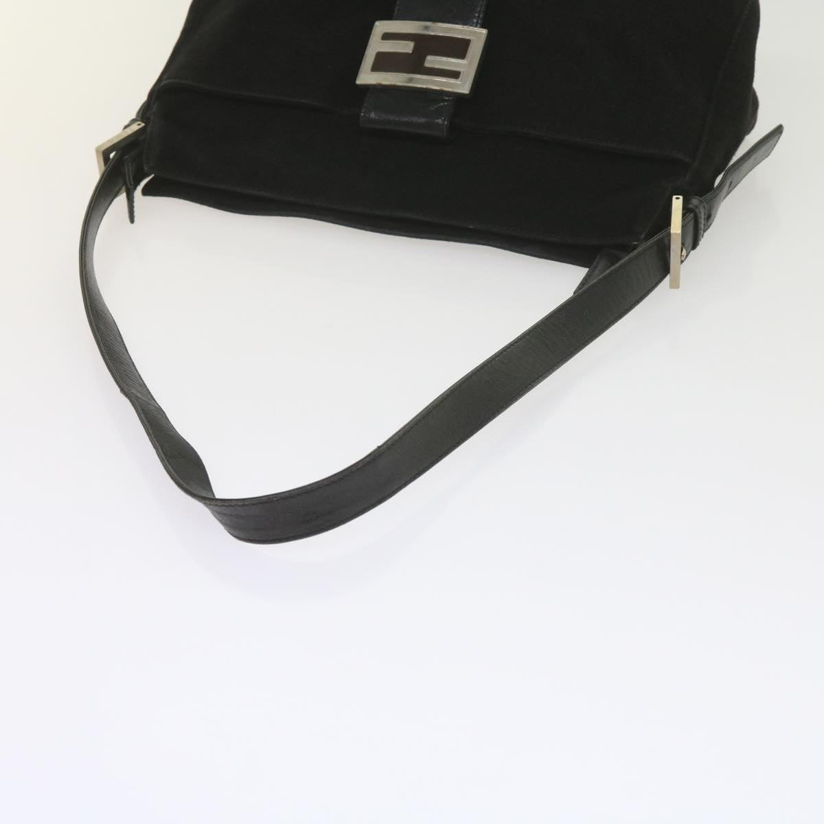 FENDI Mamma Baguette Shoulder Bag Suede Black ep2539