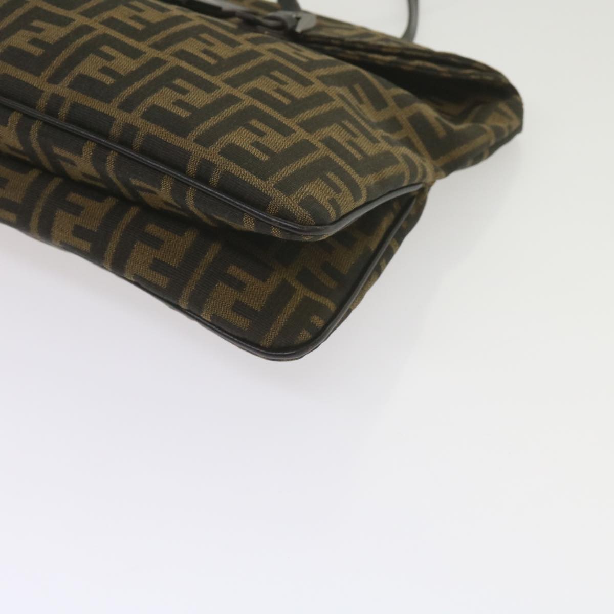 FENDI Zucca Canvas Mamma Baguette Shoulder Bag Black Brown ep2540