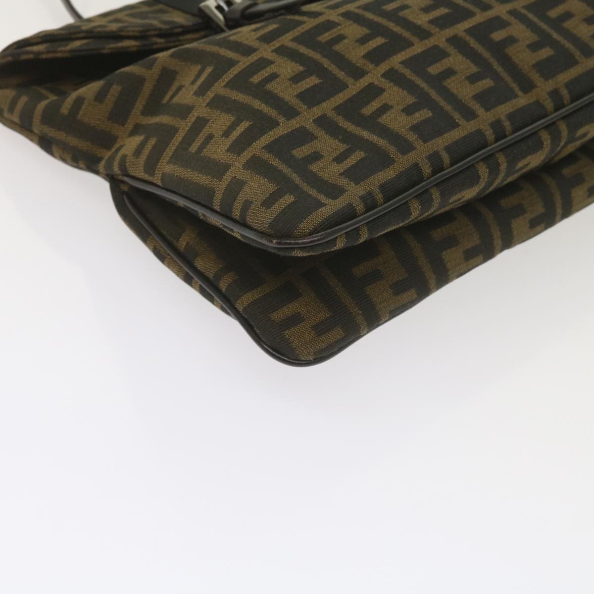 FENDI Zucca Canvas Mamma Baguette Shoulder Bag Black Brown ep2540
