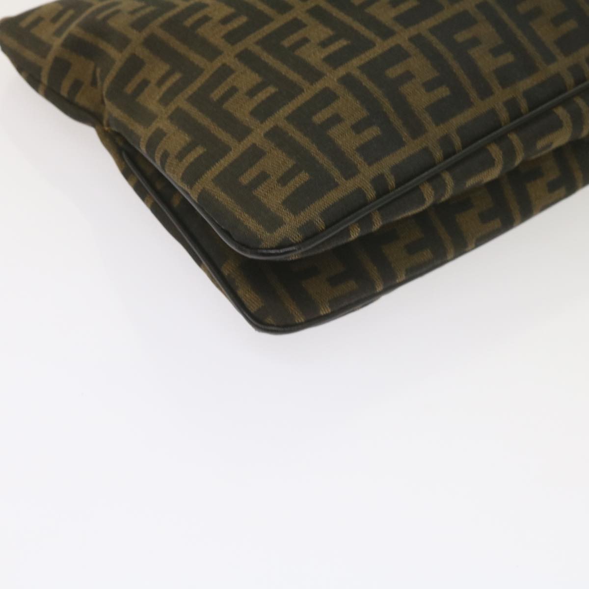 FENDI Zucca Canvas Mamma Baguette Shoulder Bag Black Brown ep2540