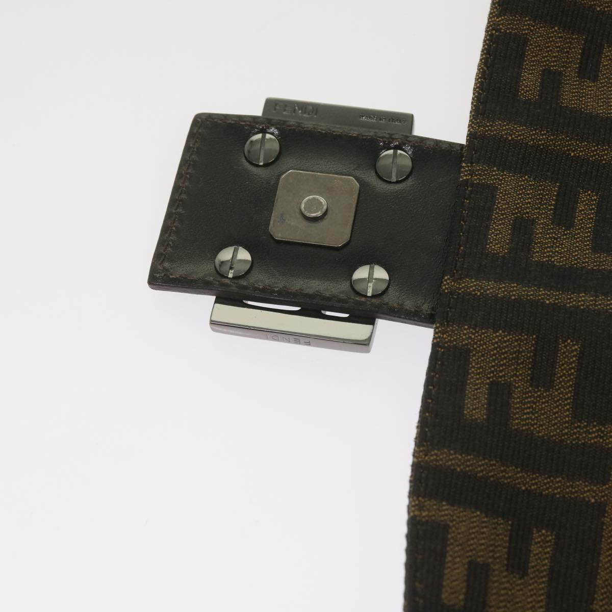 FENDI Zucca Canvas Mamma Baguette Shoulder Bag Black Brown ep2540