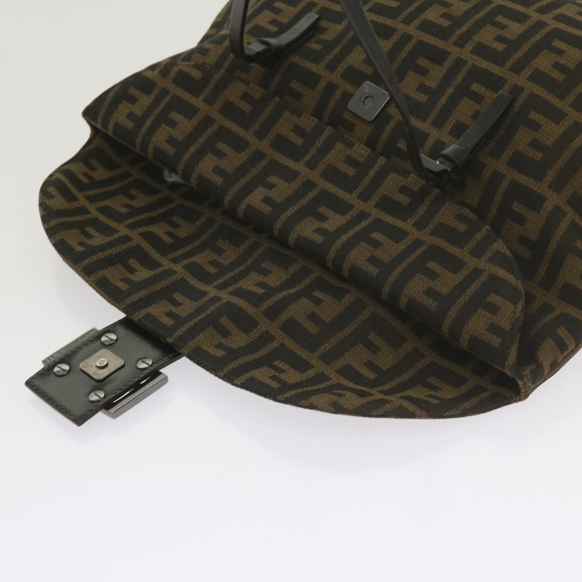 FENDI Zucca Canvas Mamma Baguette Shoulder Bag Black Brown ep2540