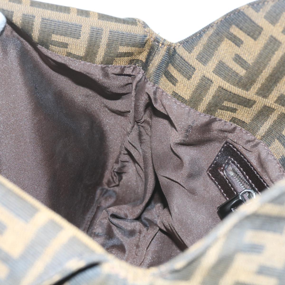 FENDI Zucca Canvas Mamma Baguette Shoulder Bag Black Brown ep2540