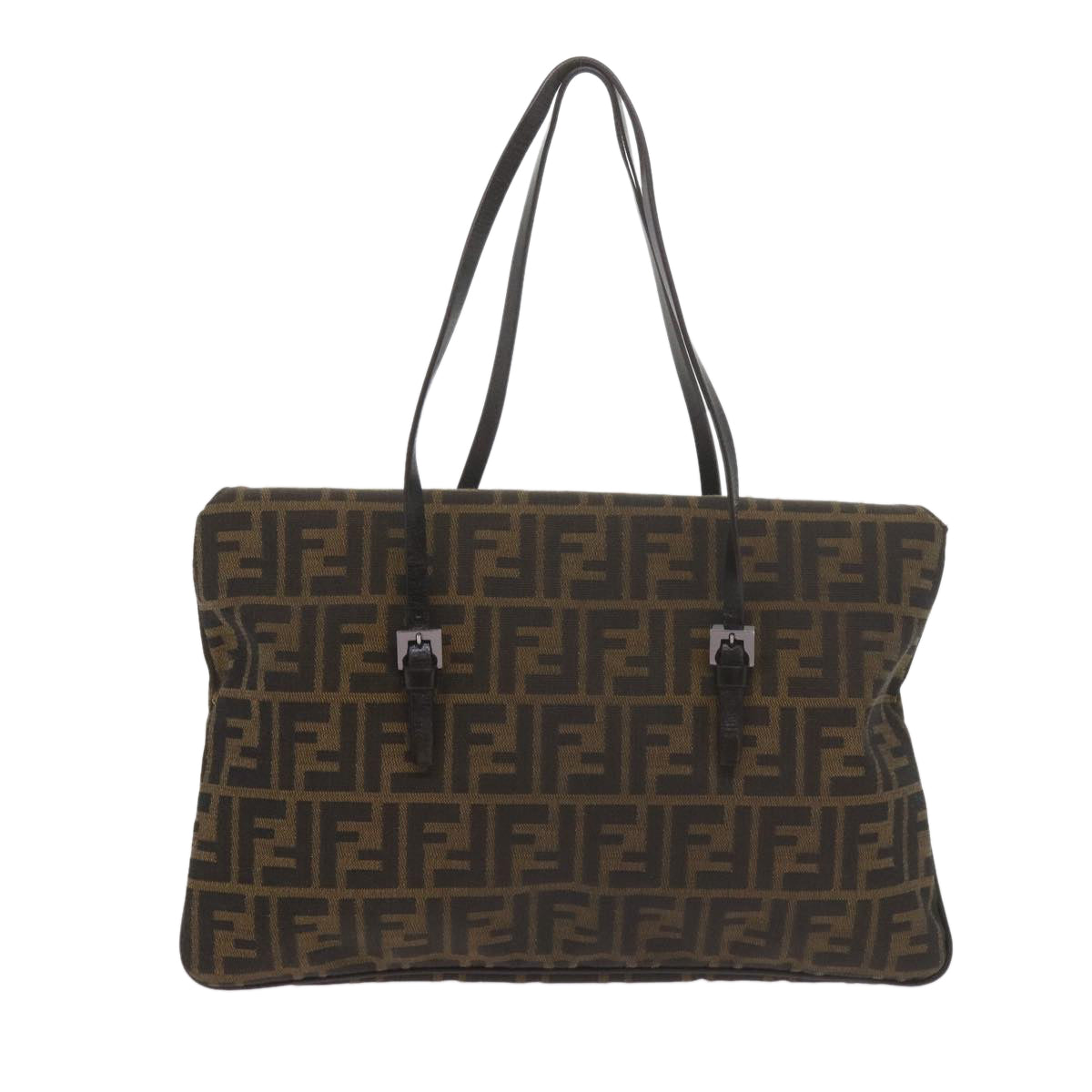 FENDI Zucca Canvas Mamma Baguette Shoulder Bag Black Brown ep2540