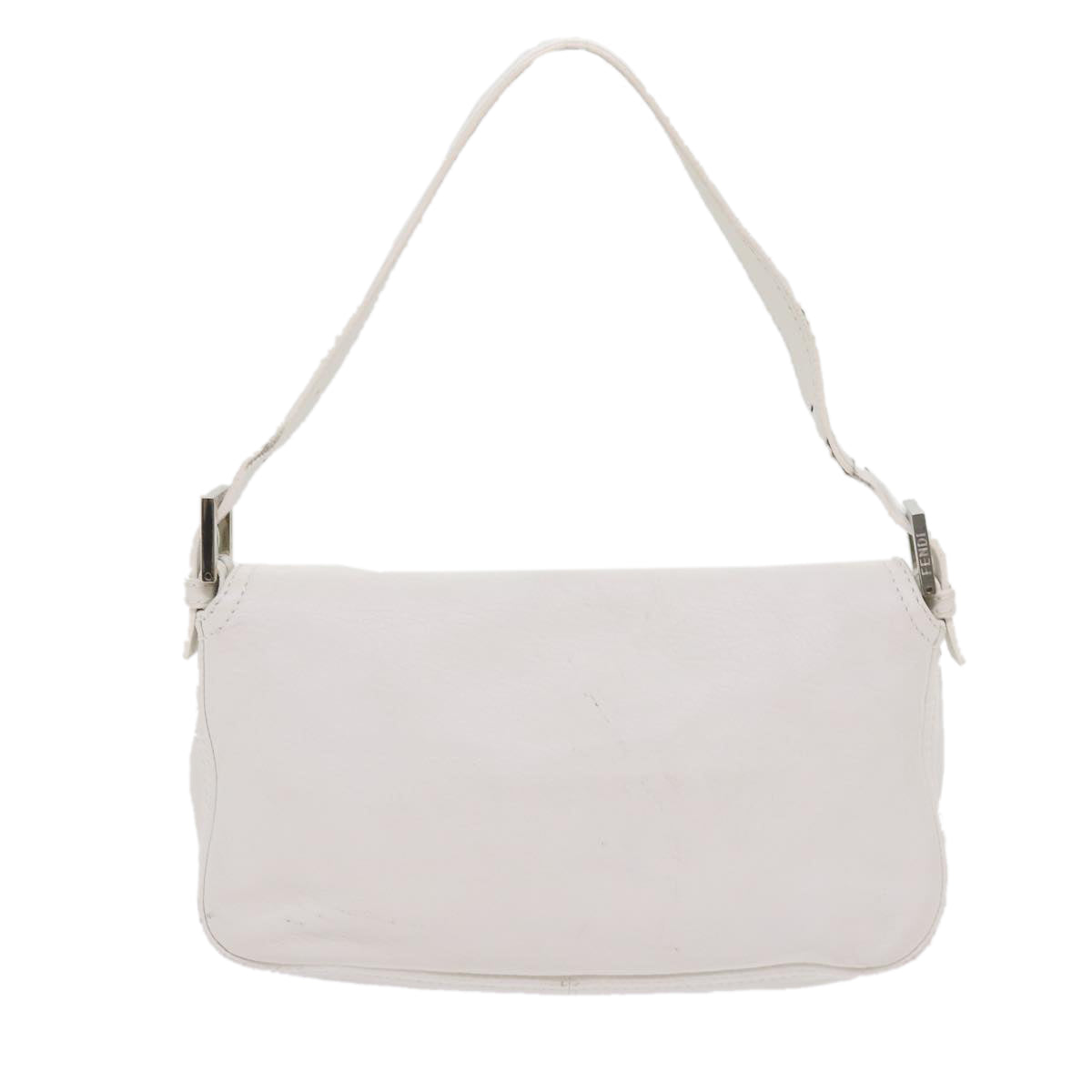 FENDI Mamma Baguette Shoulder Bag Leather White ep2545