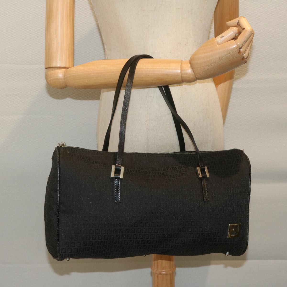 FENDI Zucchino Canvas Hand Bag Black ep2594