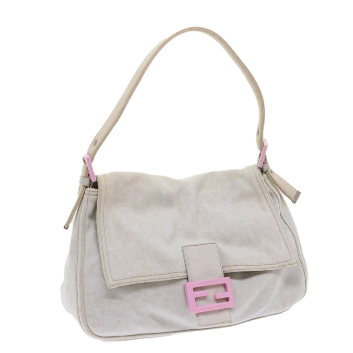 FENDI Mamma Baguette Shoulder Bag cotton White 26325 ep2601