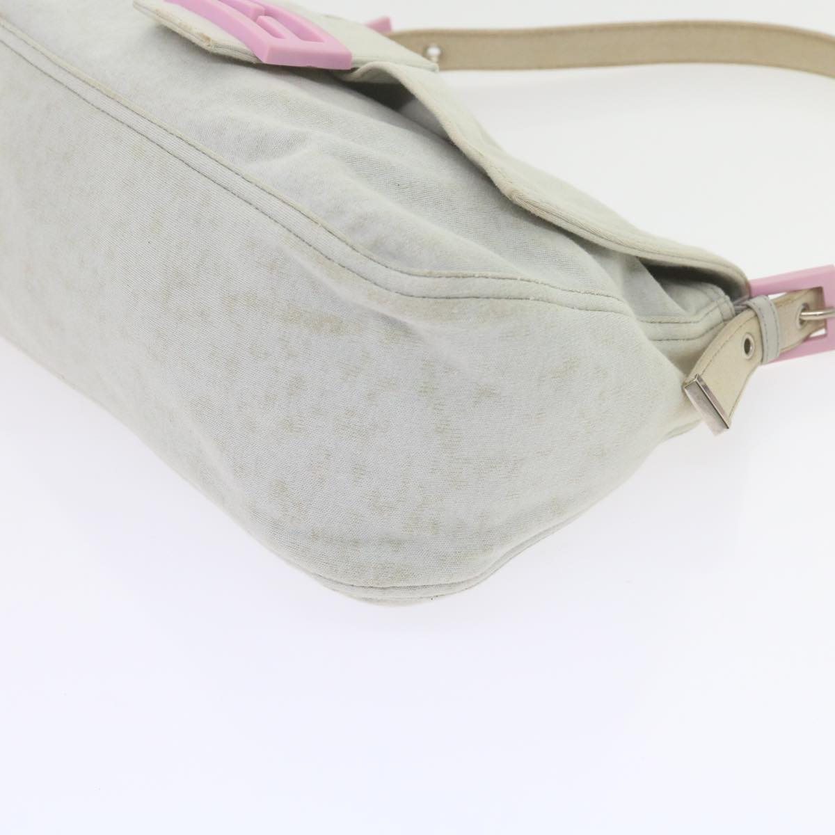 FENDI Mamma Baguette Shoulder Bag cotton White 26325 ep2601