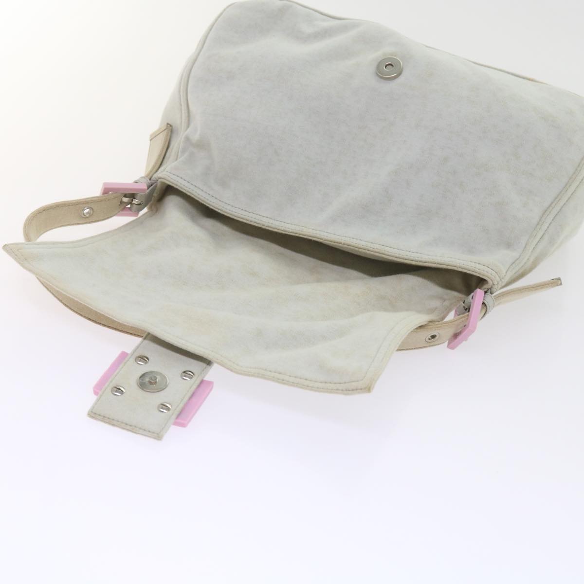 FENDI Mamma Baguette Shoulder Bag cotton White 26325 ep2601