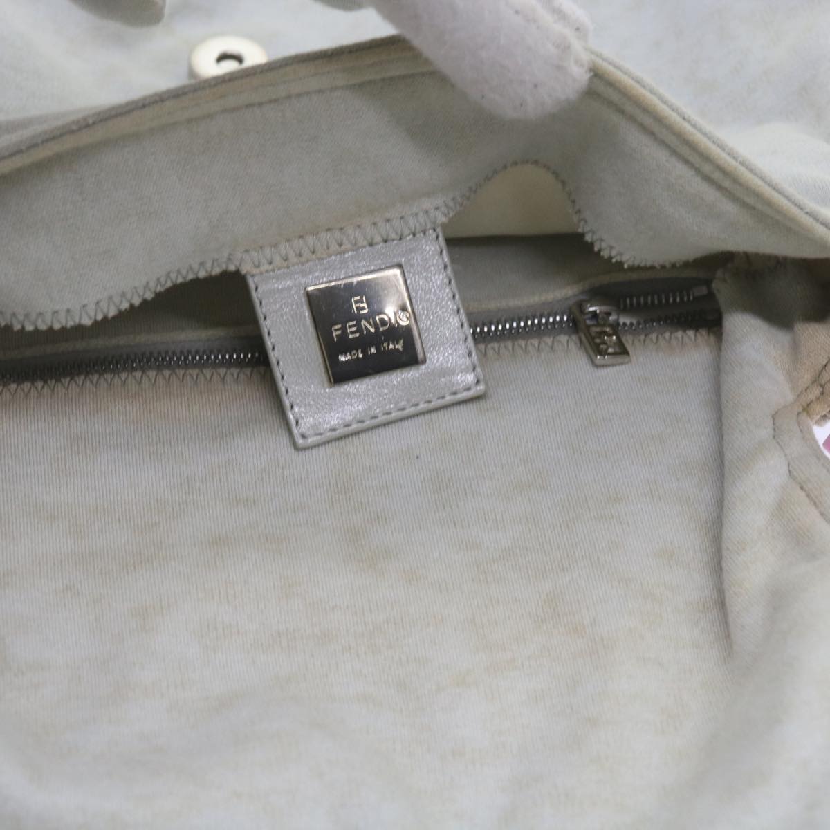 FENDI Mamma Baguette Shoulder Bag cotton White 26325 ep2601