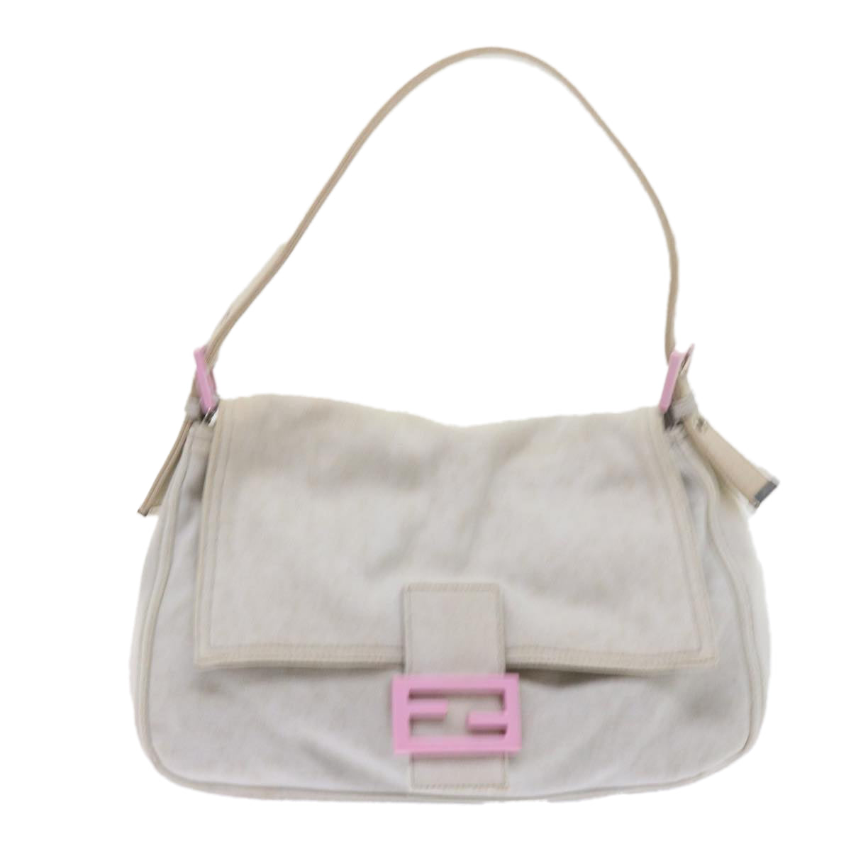 FENDI Mamma Baguette Shoulder Bag cotton White 26325 ep2601