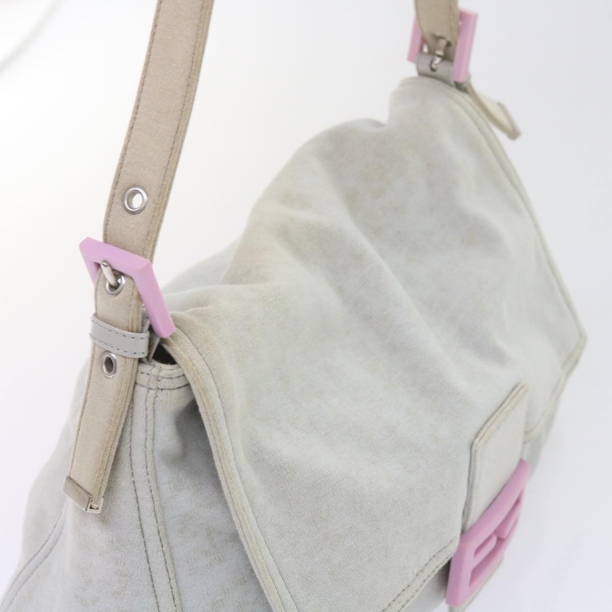 FENDI Mamma Baguette Shoulder Bag cotton White 26325 ep2601