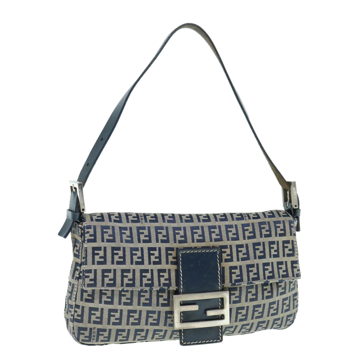 FENDI Zucchino Canvas Mamma Baguette Shoulder Bag Navy ep2602