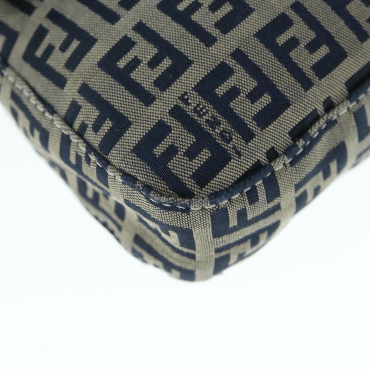 FENDI Zucchino Canvas Mamma Baguette Shoulder Bag Navy ep2602