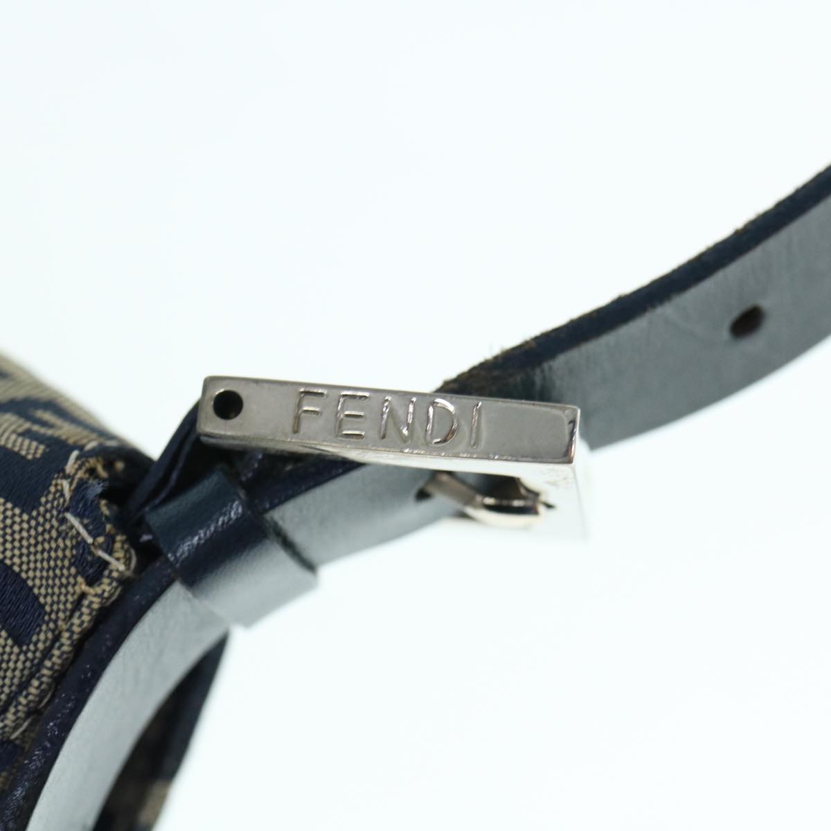 FENDI Zucchino Canvas Mamma Baguette Shoulder Bag Navy ep2602
