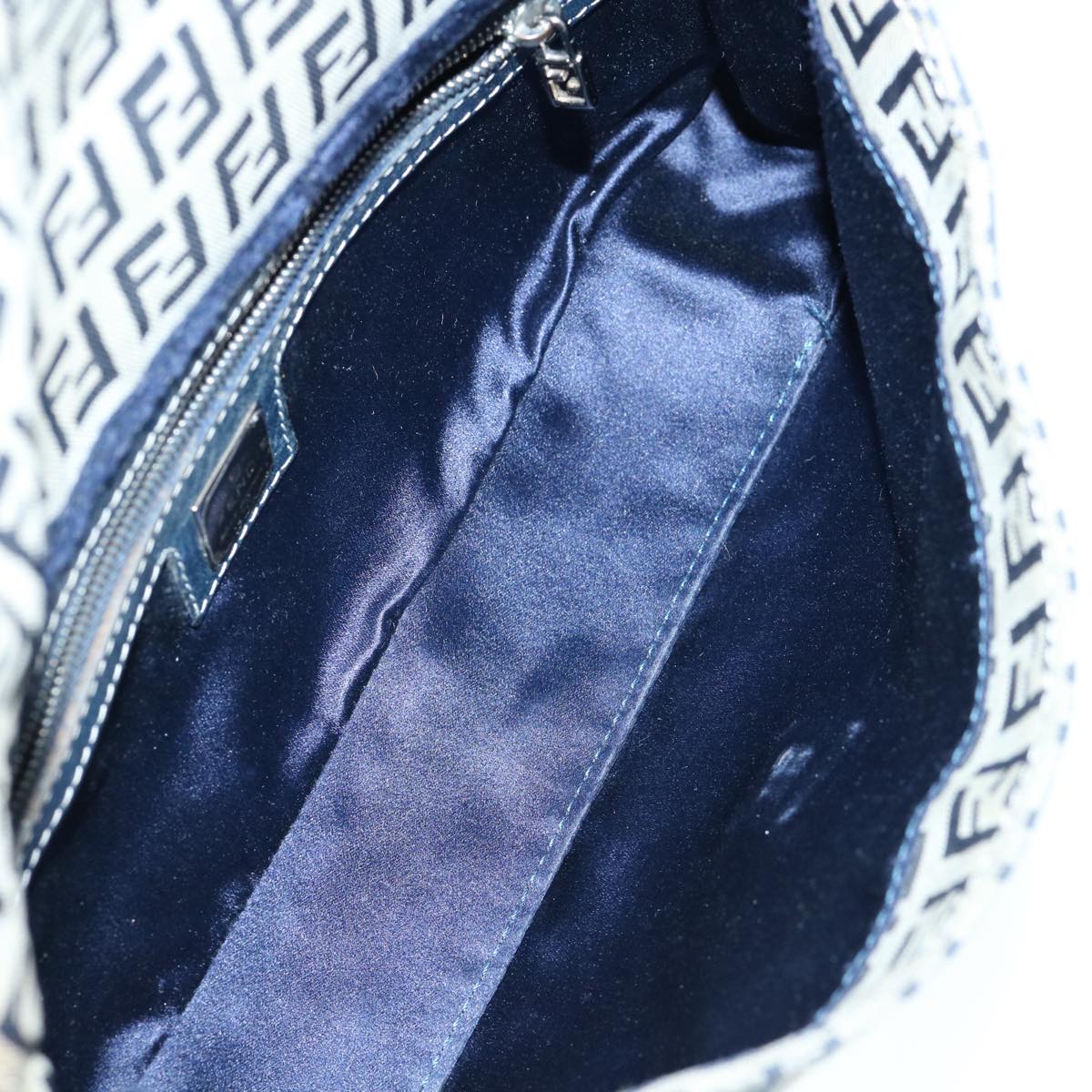 FENDI Zucchino Canvas Mamma Baguette Shoulder Bag Navy ep2602