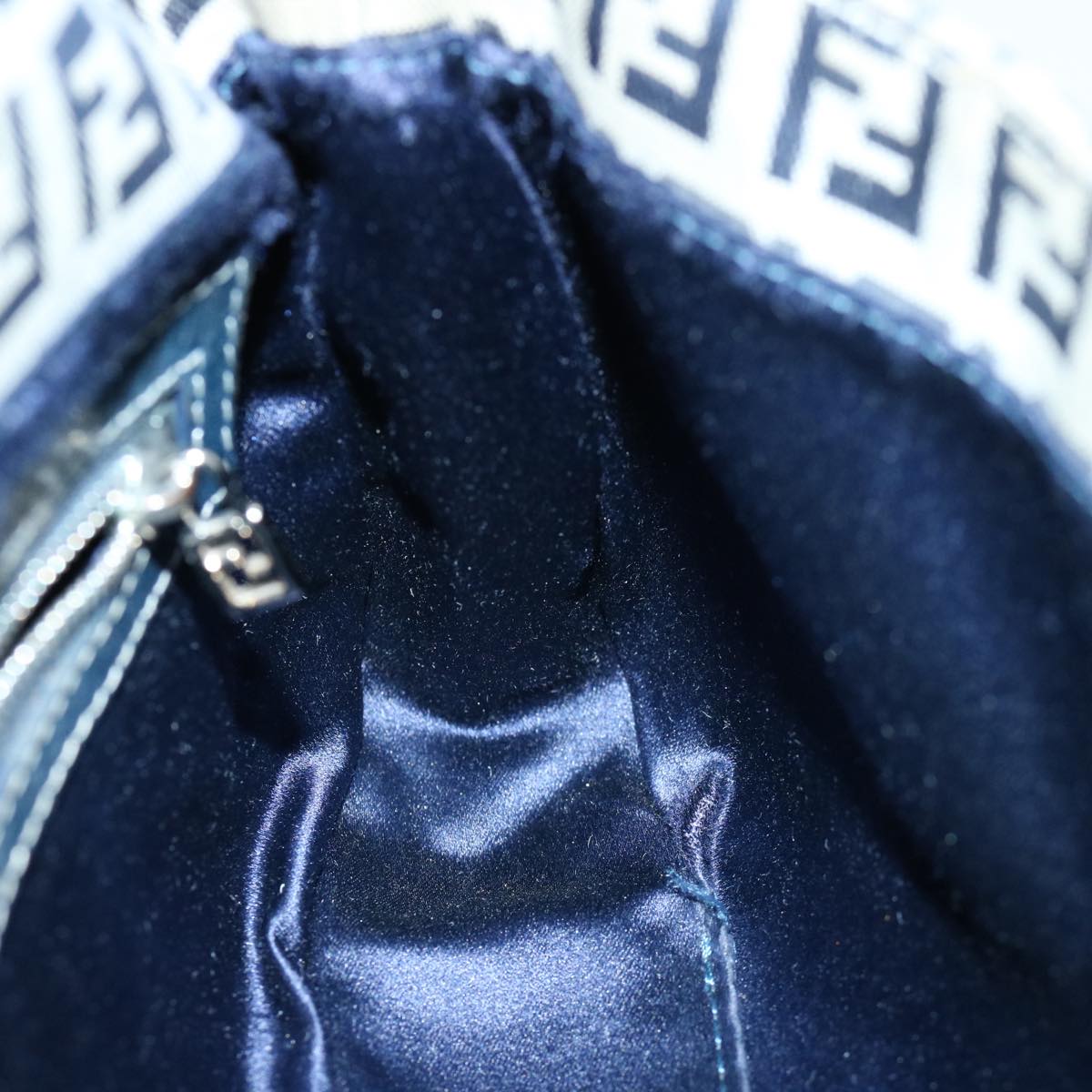 FENDI Zucchino Canvas Mamma Baguette Shoulder Bag Navy ep2602