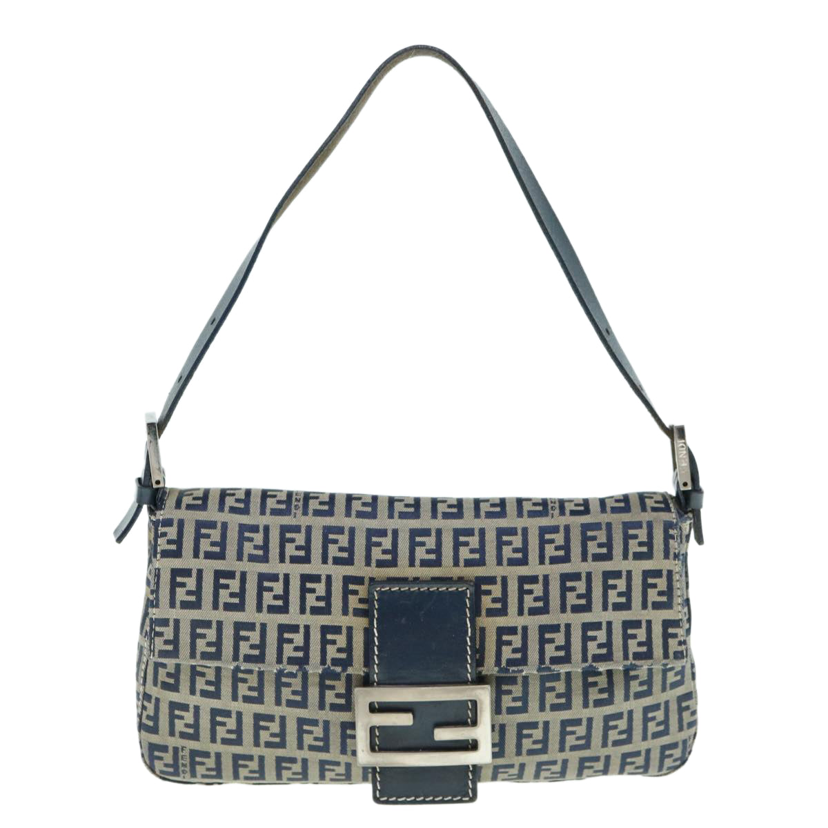 FENDI Zucchino Canvas Mamma Baguette Shoulder Bag Navy ep2602