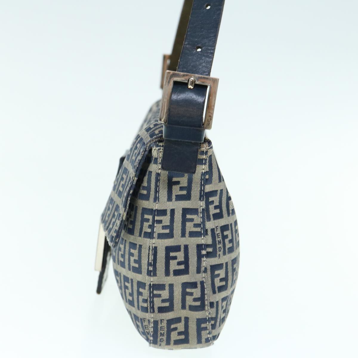 FENDI Zucchino Canvas Mamma Baguette Shoulder Bag Navy ep2602