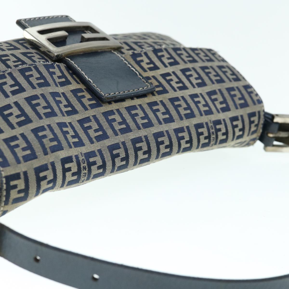 FENDI Zucchino Canvas Mamma Baguette Shoulder Bag Navy ep2602