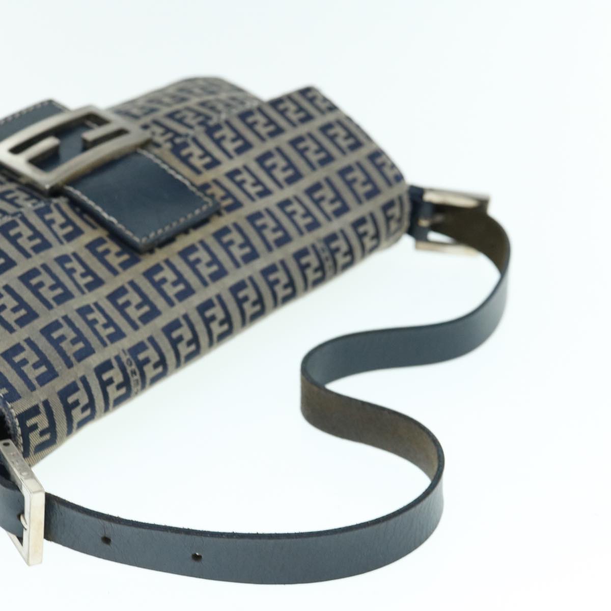 FENDI Zucchino Canvas Mamma Baguette Shoulder Bag Navy ep2602