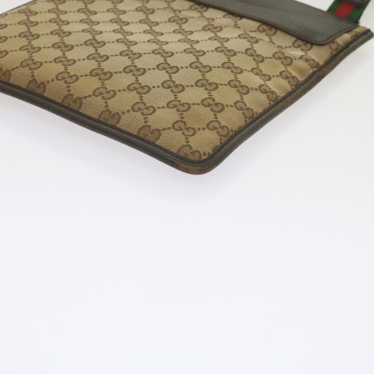 GUCCI GG Canvas Web Sherry Line Shoulder Bag Beige Red Green 27639 ep2613