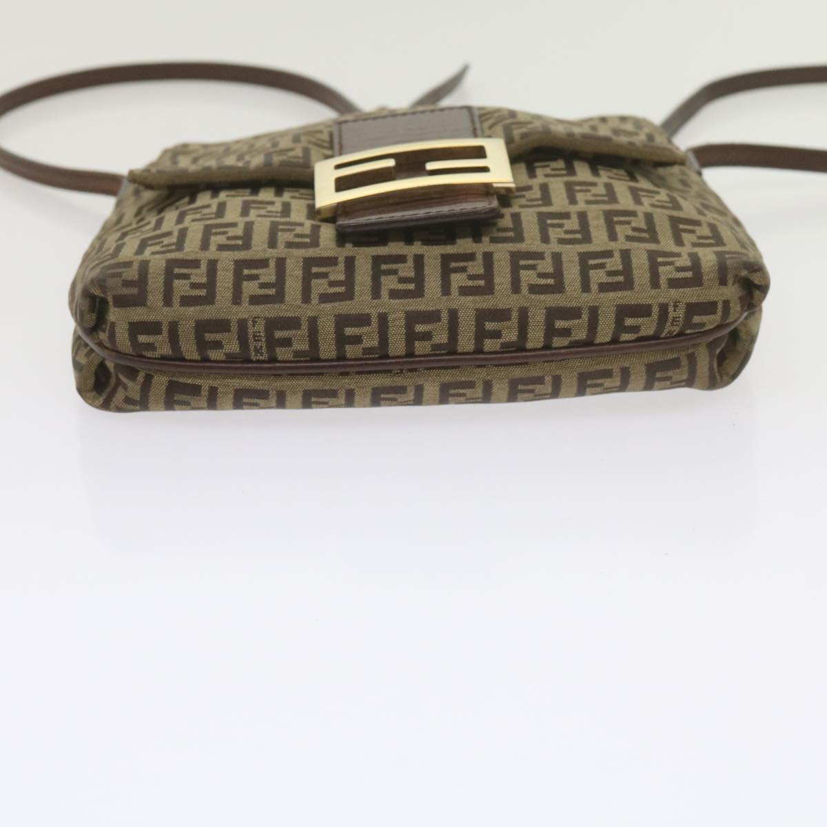 FENDI Zucchino Canvas Mamma Baguette Shoulder Bag Brown ep2621