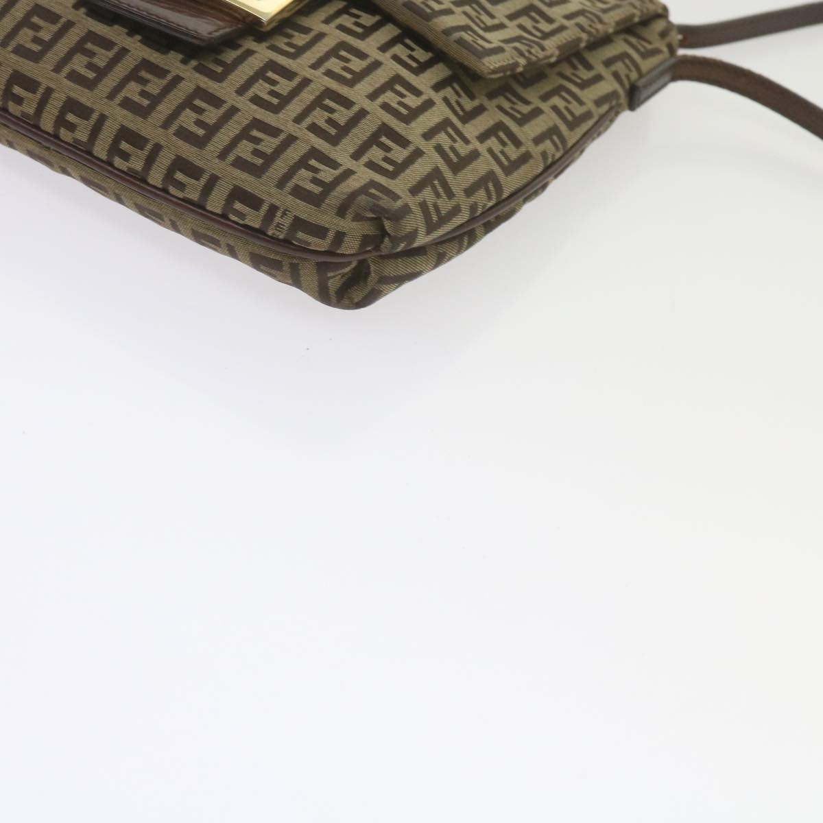 FENDI Zucchino Canvas Mamma Baguette Shoulder Bag Brown ep2621