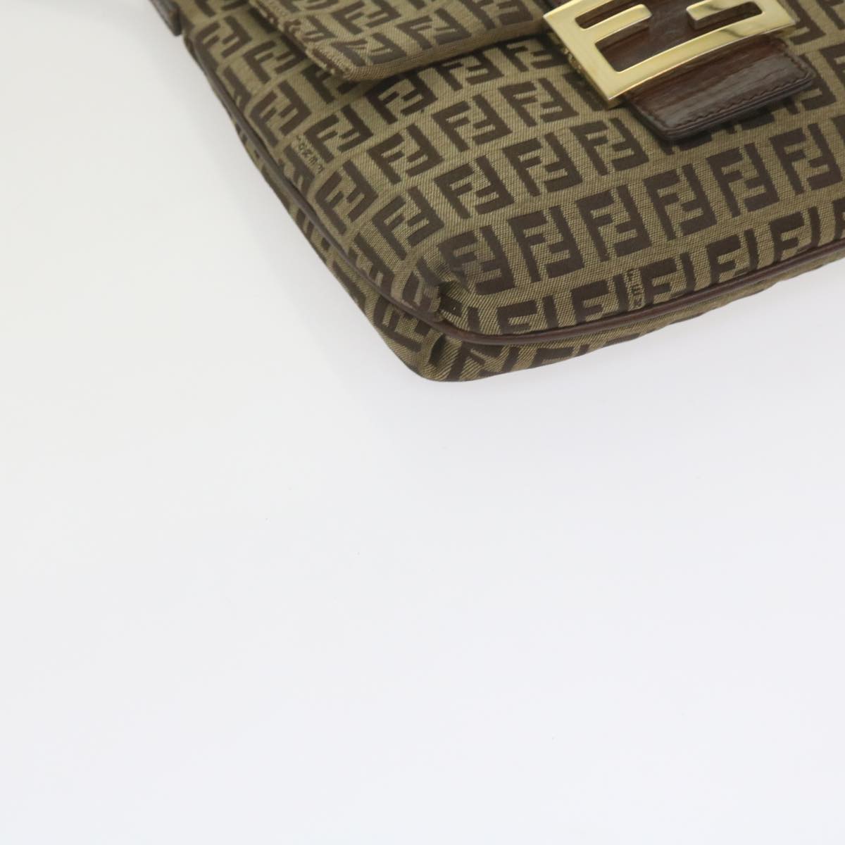 FENDI Zucchino Canvas Mamma Baguette Shoulder Bag Brown ep2621